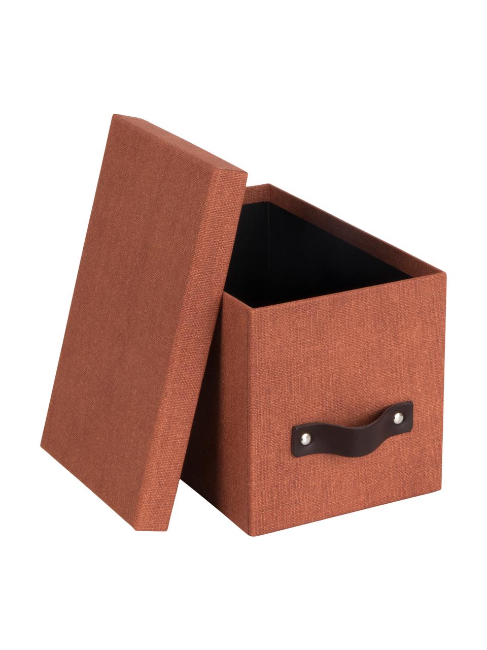 Opbergdoos Kristina II, 2 stuks, Doos: canvas, massief karton (1, Terracotta, B 14 cm x H 15 cm