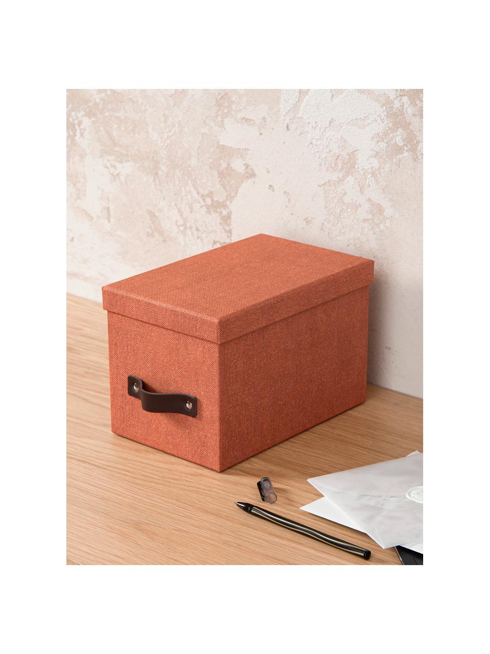 Caja Kristina II, 2 uds., Caja: canvas, cartón rígido (10, Asa: cuero, Terracota, An 14 x Al 15 cm