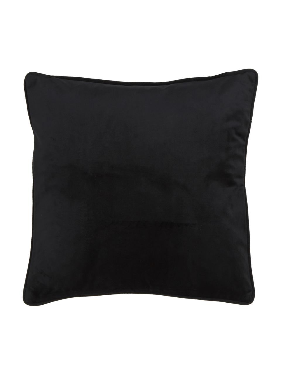 Poszewka na poduszkę z aksamitu Blossom, 100% aksamit poliestrowy, Czarny, S 45 x D 45 cm