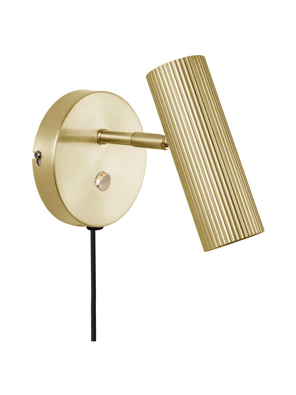 Verstellbarer Wandstrahler Hubble mit Stecker in Gold, Lampenschirm: Metall, beschichtet, Goldfarben, Schwarz, T 17 x H 15 cm