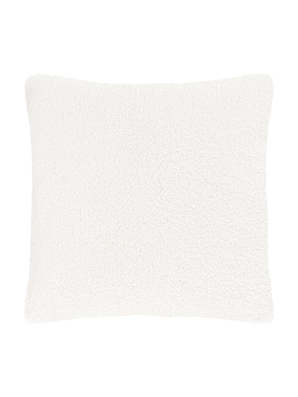 Zachte teddy-kussenhoes Mille in crème kleur, Crèmekleurig, 45 x 45 cm