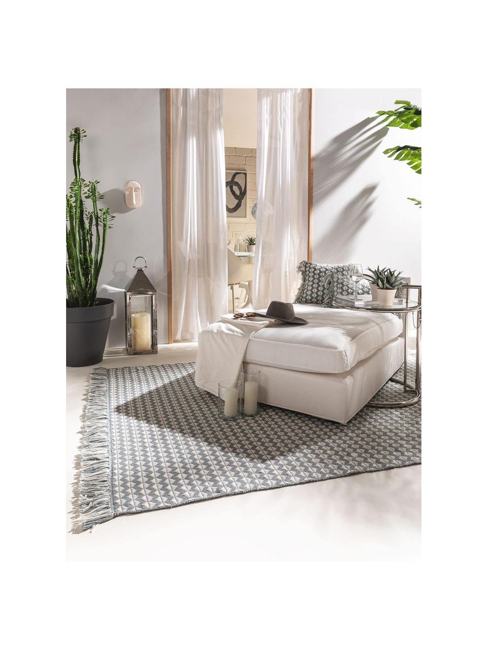 Interiérový a exteriérový koberec se vzorem Morty, 100 % polyester (recyklovaný PET), Šedá, tlumeně bílá, Š 80 cm, D 150 cm (velikost XS)