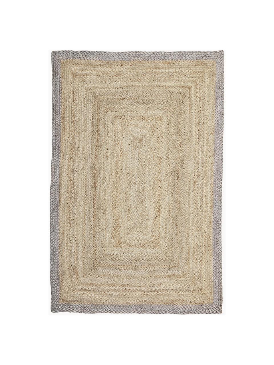 Ručně tkaný koberec z juty se šedým okrajem Shanta, 100 % juta, Béžová, šedá, Š 80 cm, D 150 cm (velikost XS)