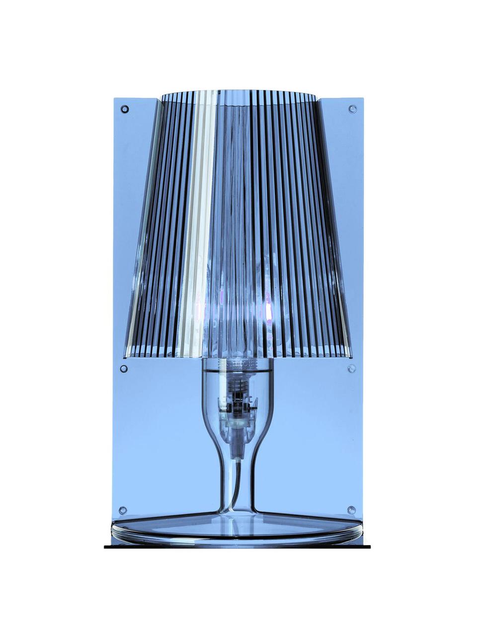 Lampada da tavolo LED Take, Lampada: plastica, Blu trasparente, Larg. 19 x Alt. 31 cm