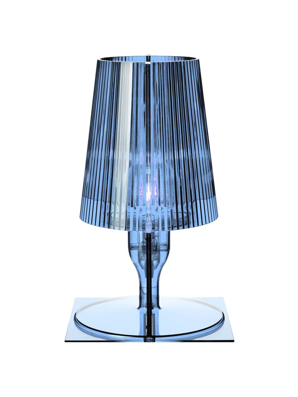 Kleine LED tafellamp Take, Lamp: kunststof, Blauw, transparant, B 19 x H 31 cm