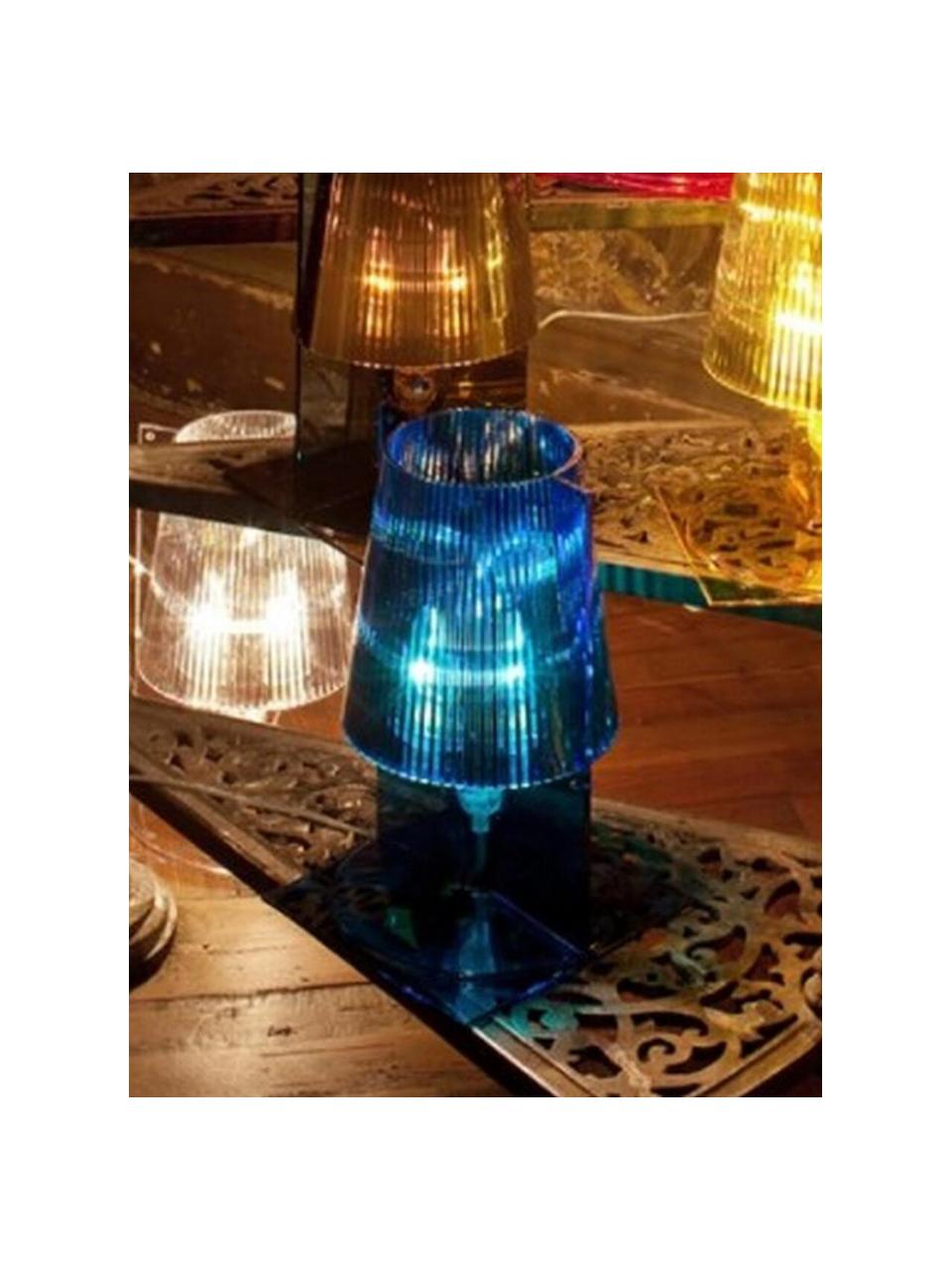 Malá LED stolní lampa Take, Modrá, transparentní, Š 19 cm, V 31 cm