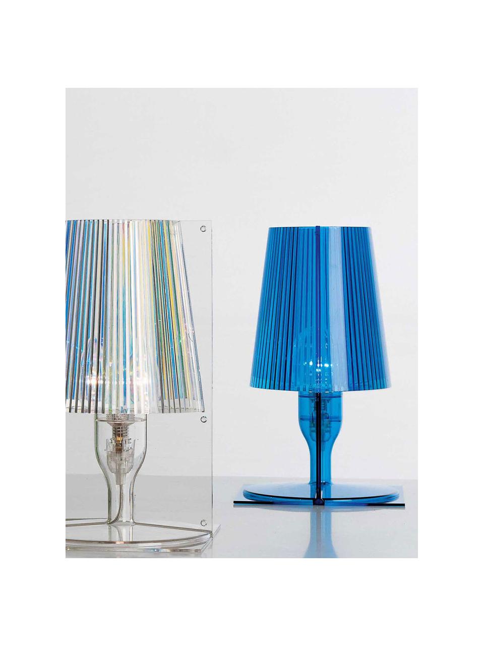 Lampada da tavolo LED Take, Lampada: plastica, Blu trasparente, Larg. 19 x Alt. 31 cm