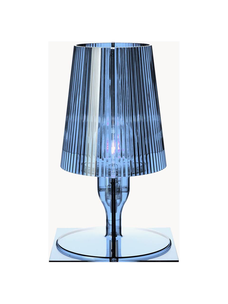 Lámpara de mesa pequeña LED Take, Lámpara: plástico, Cable: plástico, Azul transparente, An 19 x Al 31 cm
