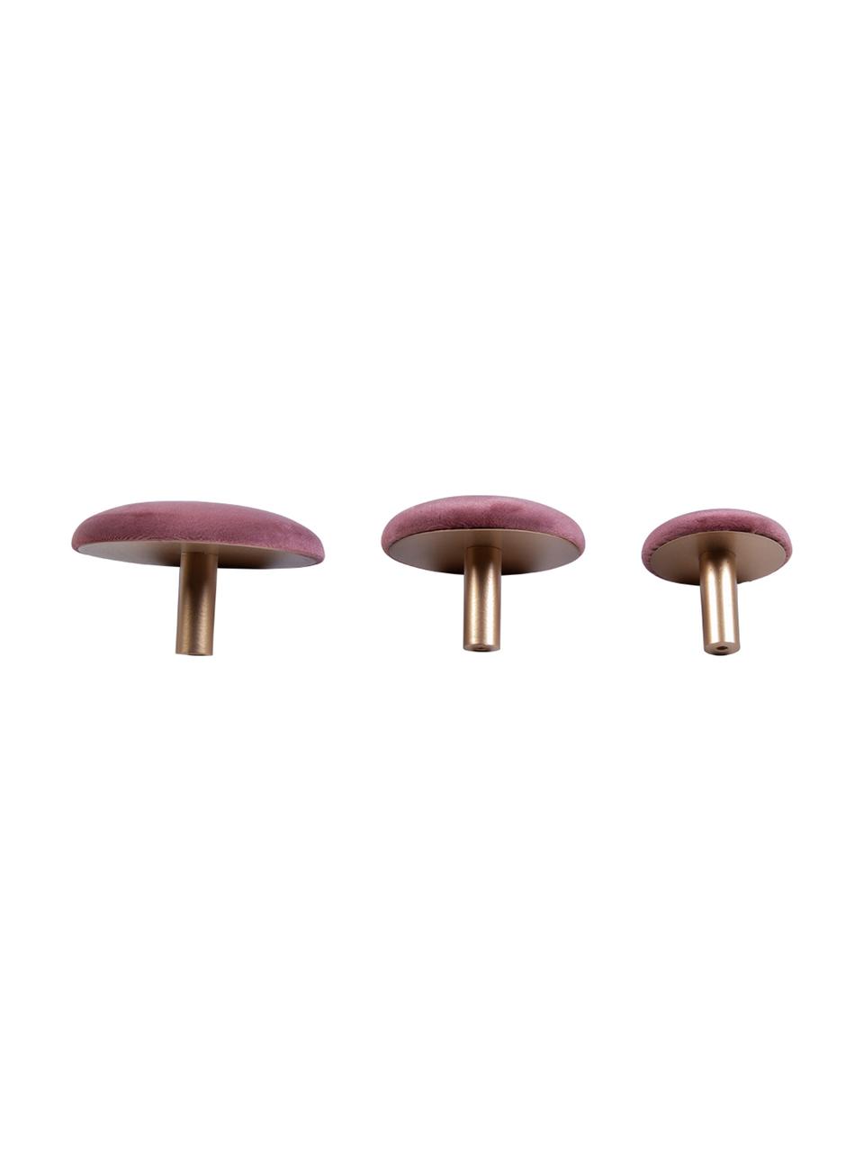 Samt-Wandhaken-Set Giza, 3-tlg., Front: Samt, Rosa, Set mit verschiedenen Größen