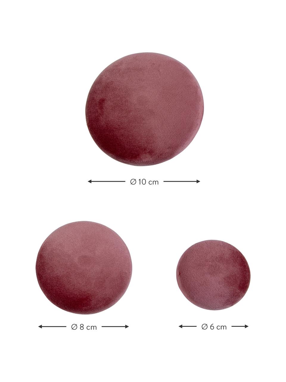 Komplet haków ściennych z aksamitu Giza, 3 elem., Blady różowy, Komplet z różnymi rozmiarami