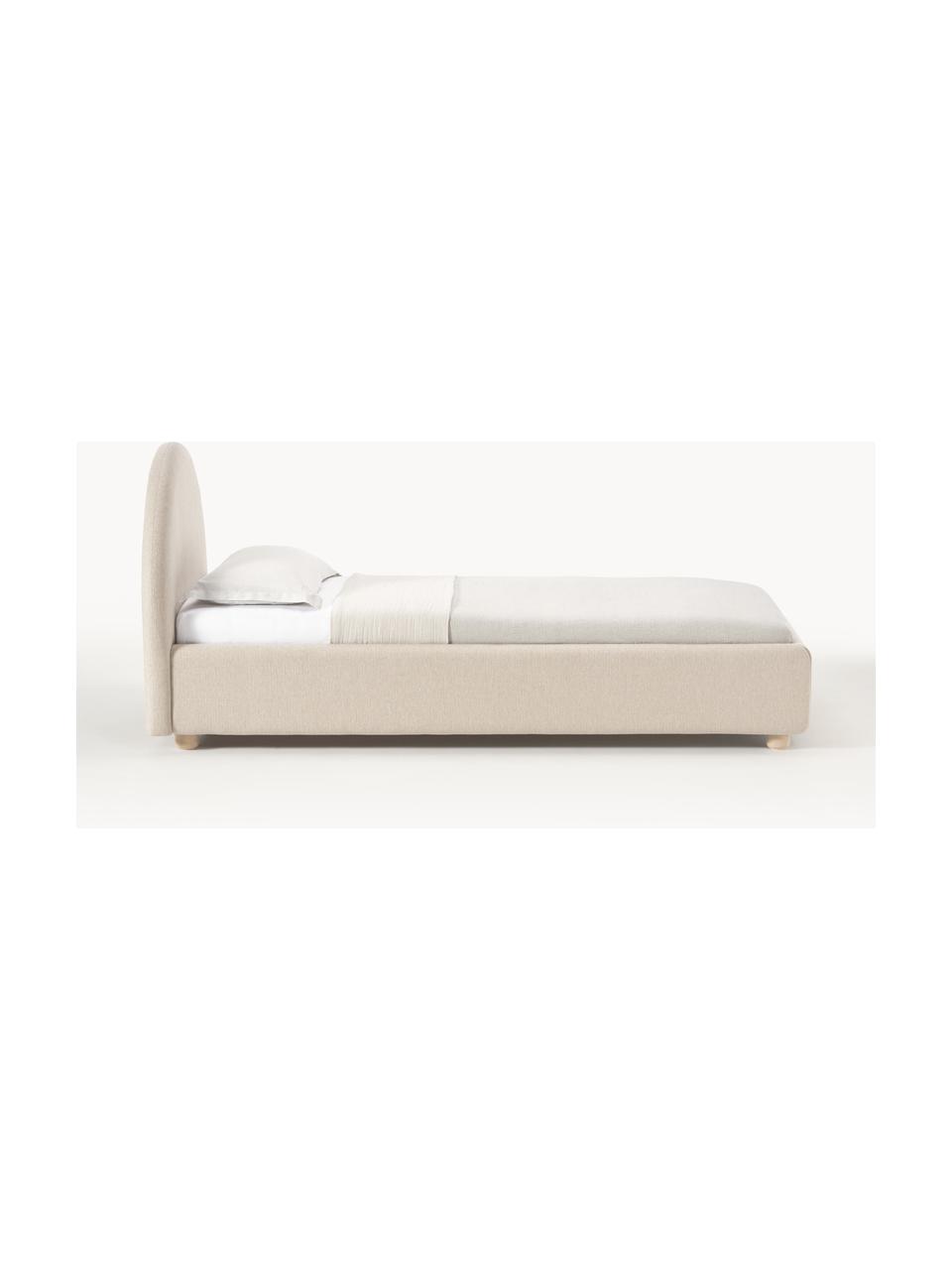 Cama individual Ebba, con espacio de almacenamiento, Tapizado: 100% polipropileno Alta r, Estructura: madera de pino maciza y p, Patas: madera de pino macizo, Tejido beige oscuro, An 90 x L 200 cm