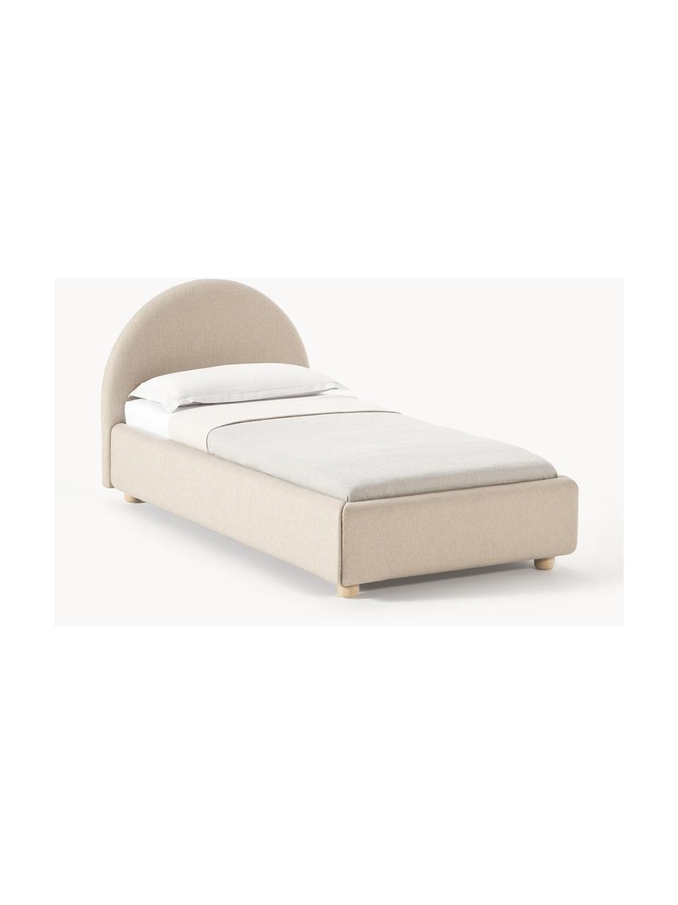 Eenpersoonsbed Ebba met opbergruimte, Bekleding: 100% polypropyleen Met 23, Frame: massief grenenhout en pla, Poten: massief grenenhout, Geweven stof beige, B 90 x L 200 cm