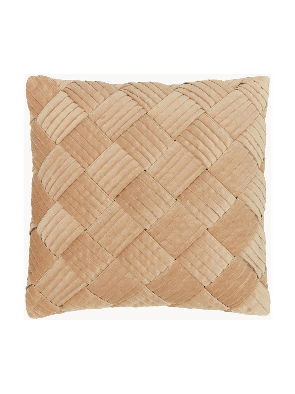 Housse de coussin en velours Sina, Velours (100 % coton), Ocre, larg. 45 x long. 45 cm