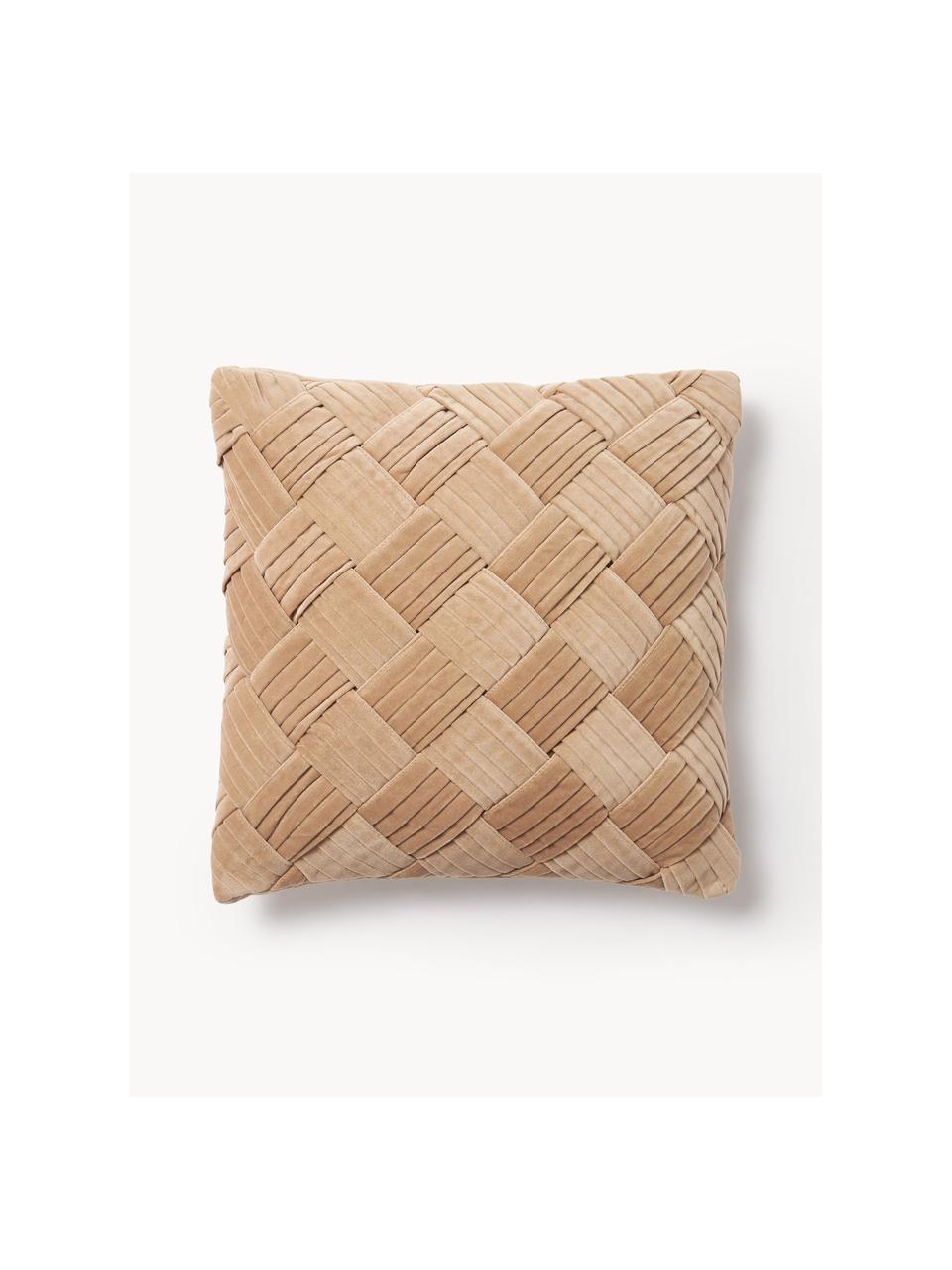 Housse de coussin en velours Sina, Velours (100 % coton), Ocre, larg. 45 x long. 45 cm