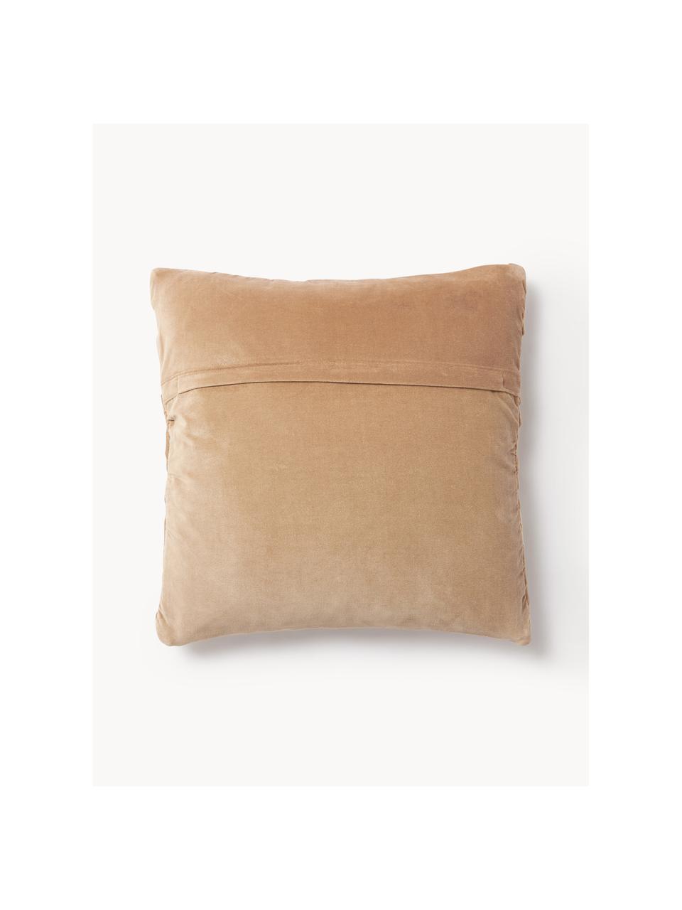 Poszewka na poduszkę z aksamitu Sina, Aksamit (100% bawełna), Ochrowy, S 45 x D 45 cm