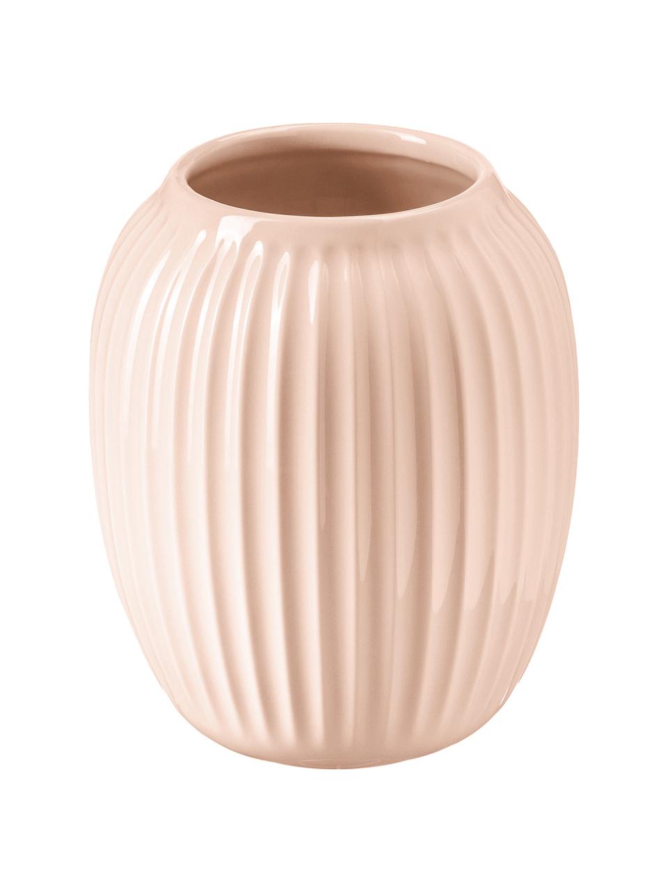 Jarrón artesanal de diseño Hammershøi, Porcelana, Rosa, Ø 17 x Al 20 cm