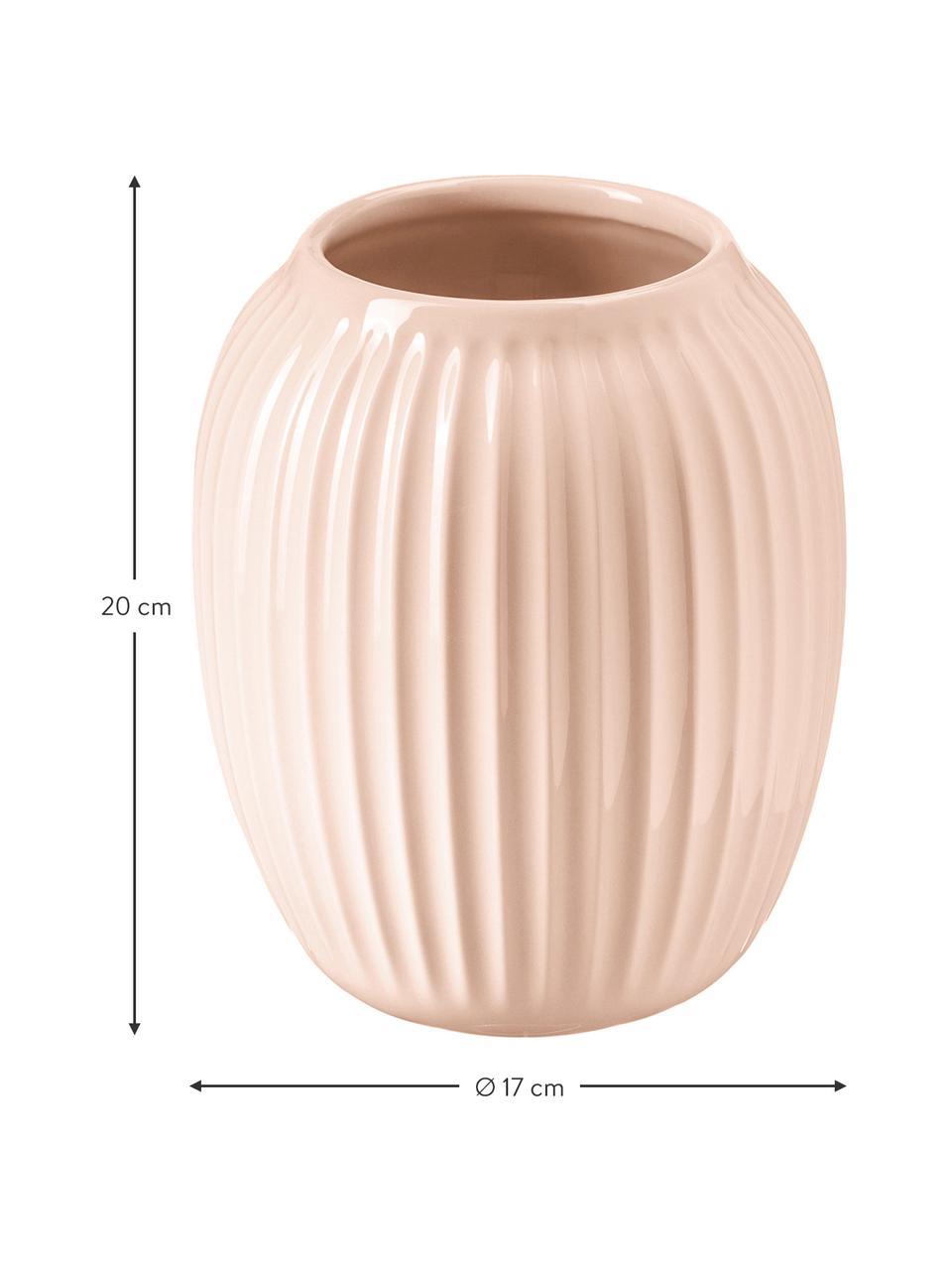 Jarrón artesanal de diseño Hammershøi, Porcelana, Rosa, Ø 17 x Al 20 cm