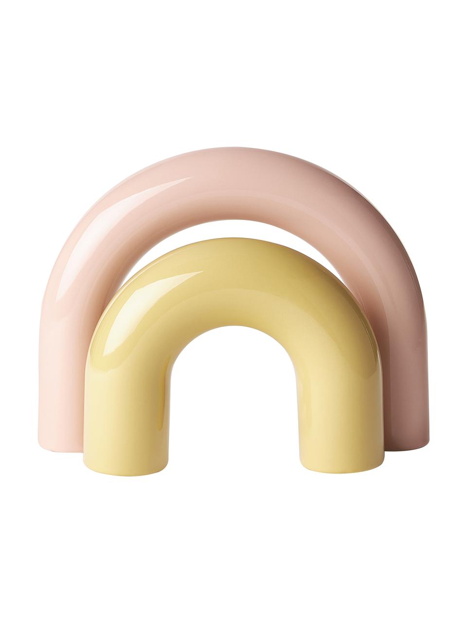 Objets décoratifs en grès Kia, 2 élém., Grès cérame, Jaune, rose, larg. 29 x haut. 22 cm