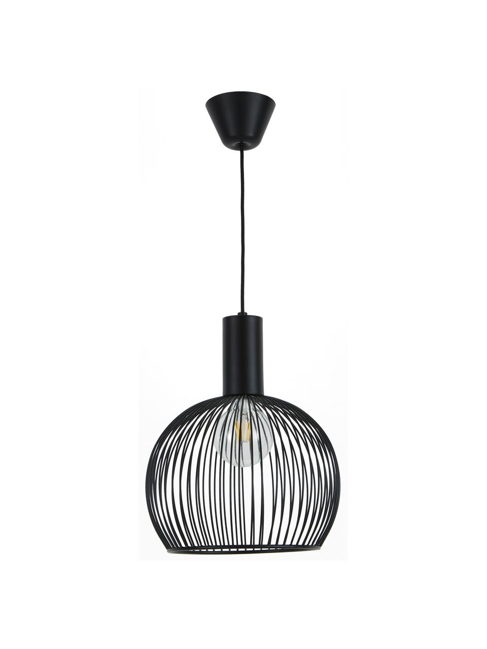 Hanglamp Aver van metaal, Lampenkap: gelakt staal, Baldakijn: kunststof, Zwart, Ø 30 x H 35 cm