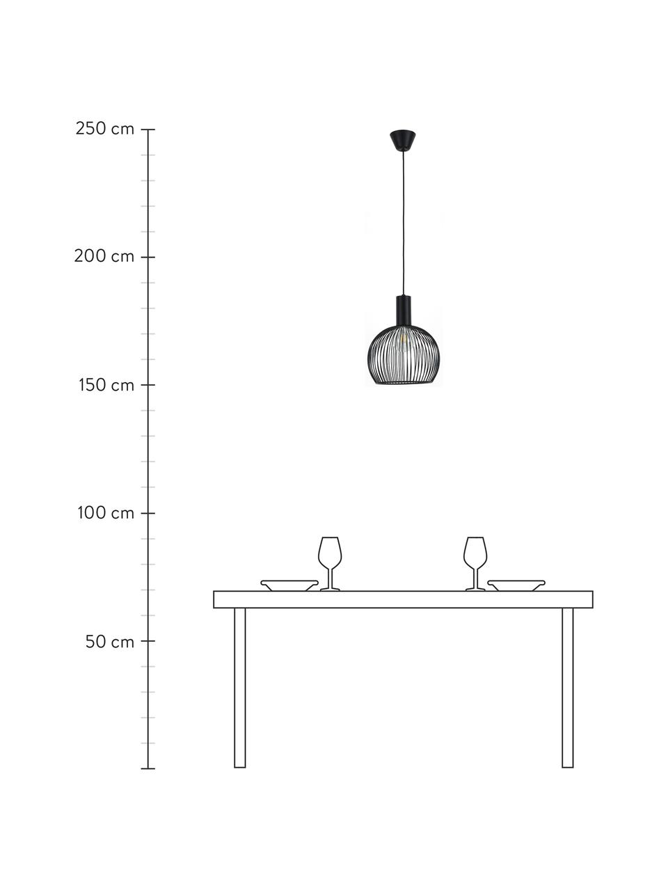 Lámpara de techo de metal Aver, Pantalla: acero pintado, Anclaje: plástico, Cable: cubierto en tela, Negro, Ø 30 x Al 35 cm