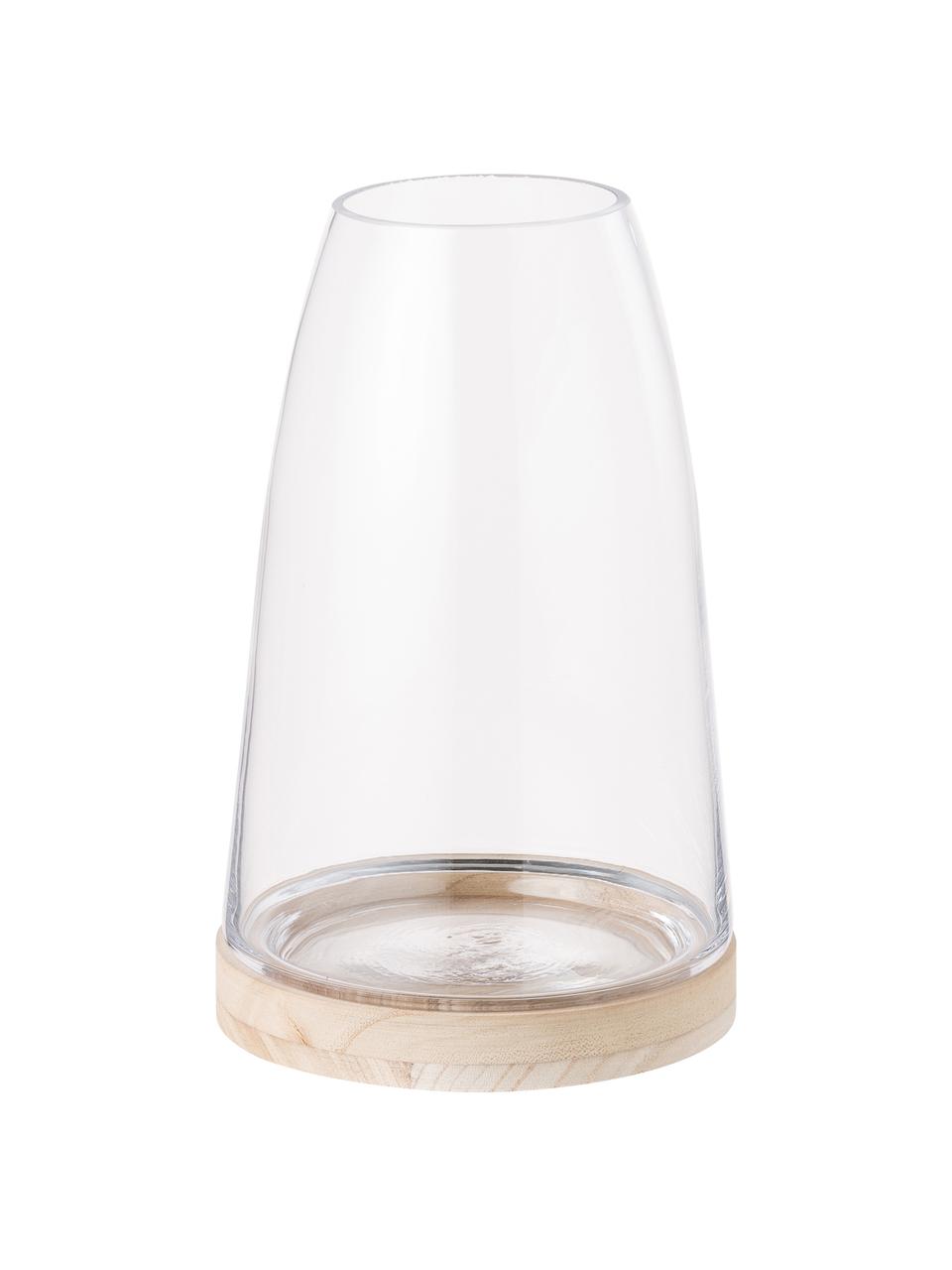 Portacandela in vetro Filio, Gambe: legno di paulownia, Portacandela: vetro, Trasparente, Ø 16 x A 25 cm
