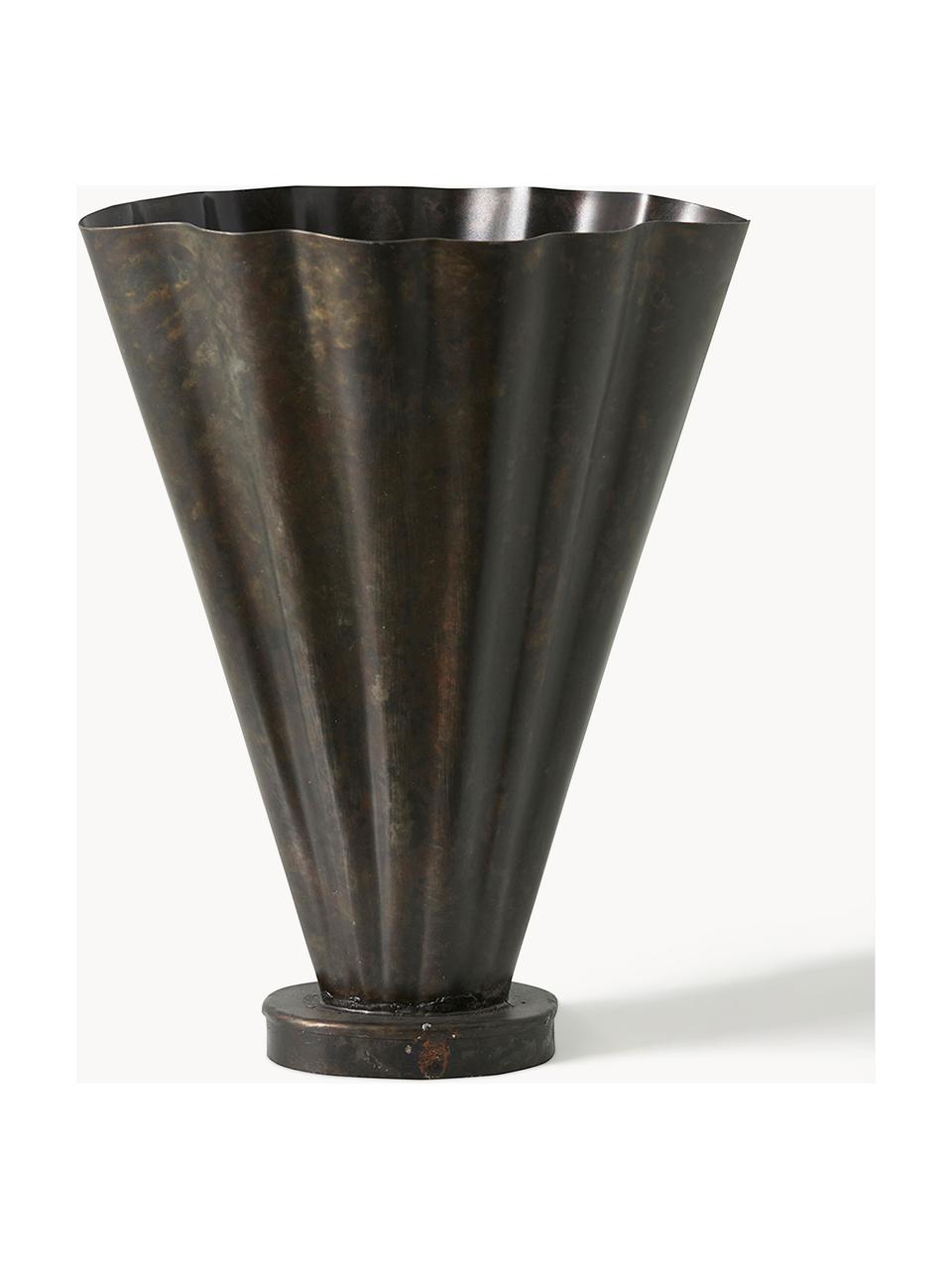 Metall-Vase Coll, H 36 cm, Metall, beschichtet, Taupe, B 24 x H 36 cm