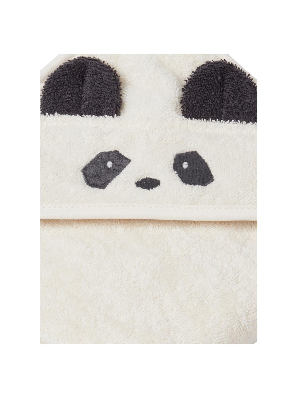 Detský uterák Albert Panda, 100% organická bavlna (bavlnené froté), certifikát GOTS, Biela, čierna, Š 70 x D 70 cm