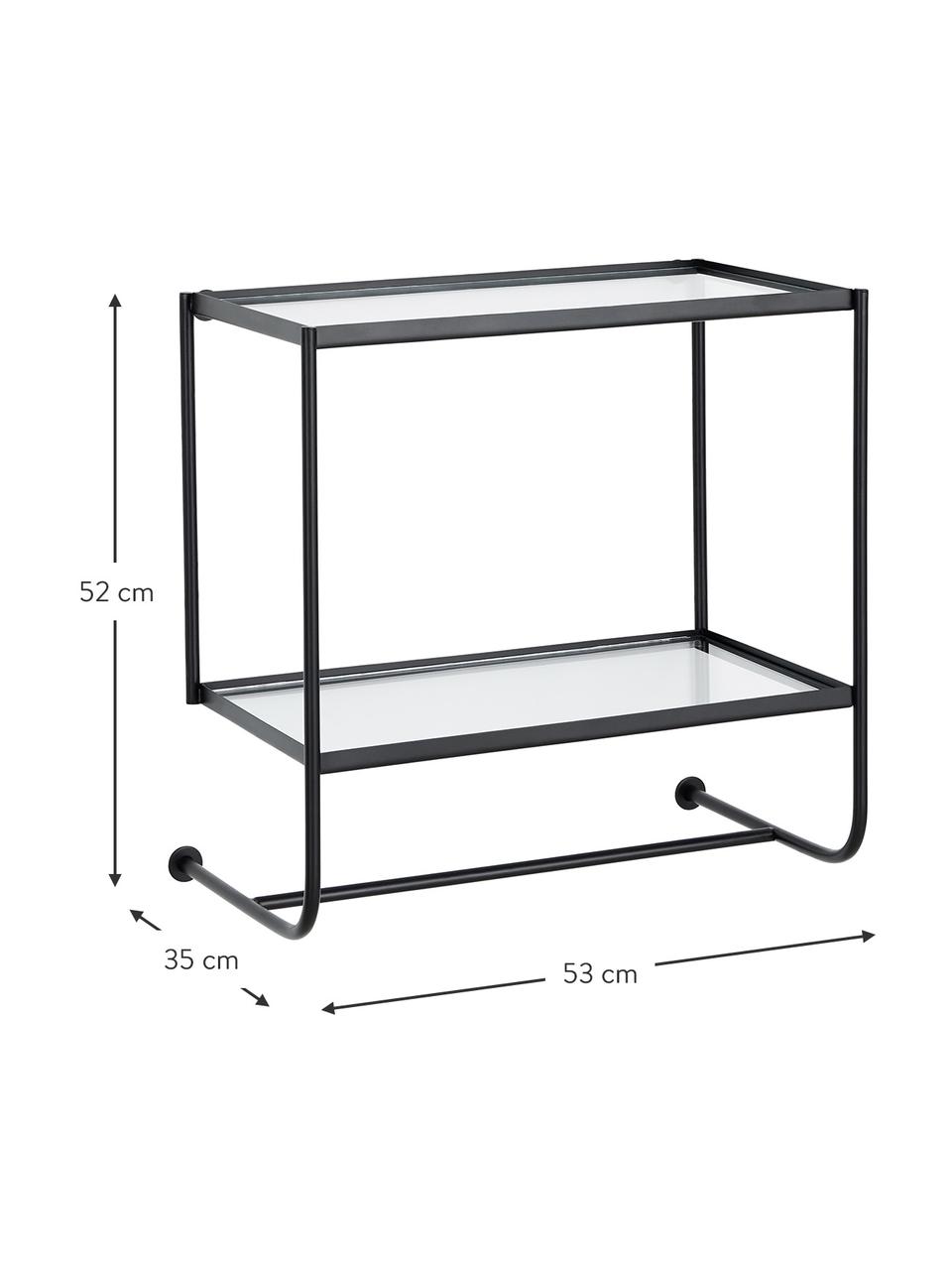 Ścienna szafka nocna ze szkła i metalu Thelma, Stelaż: metal powlekany, Czarny, S 53 x W 51,5 cm