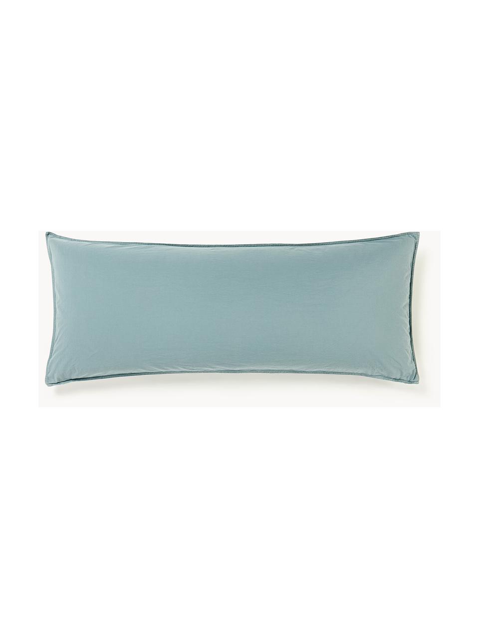 Funda de almohada de percal lavado Debbie, Azul petróleo, An 45 x L 110 cm