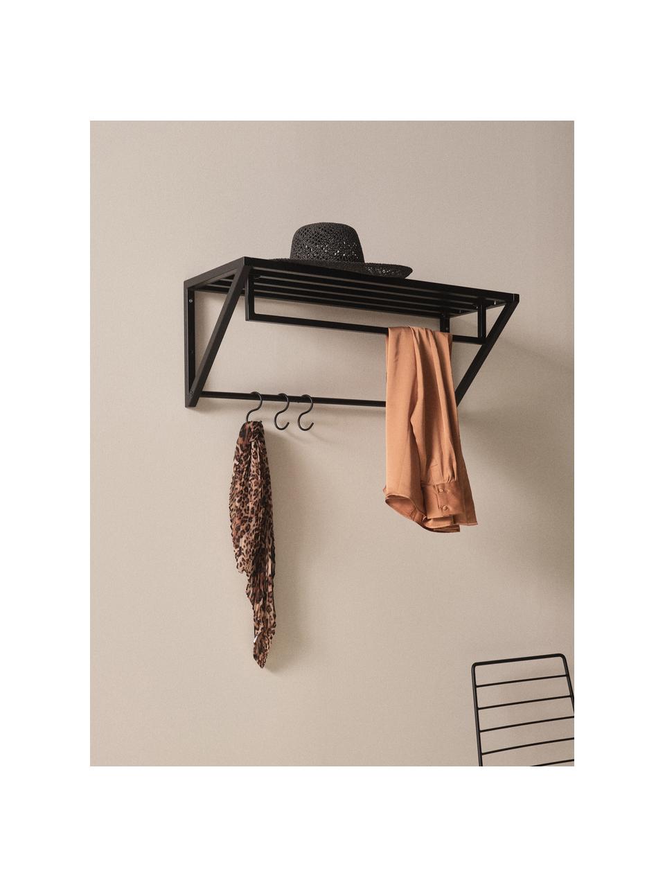 Wandgarderobe Preston mit Hutablage, Stahl, pulverbeschichtet, Schwarz, B 80 x T 30 cm