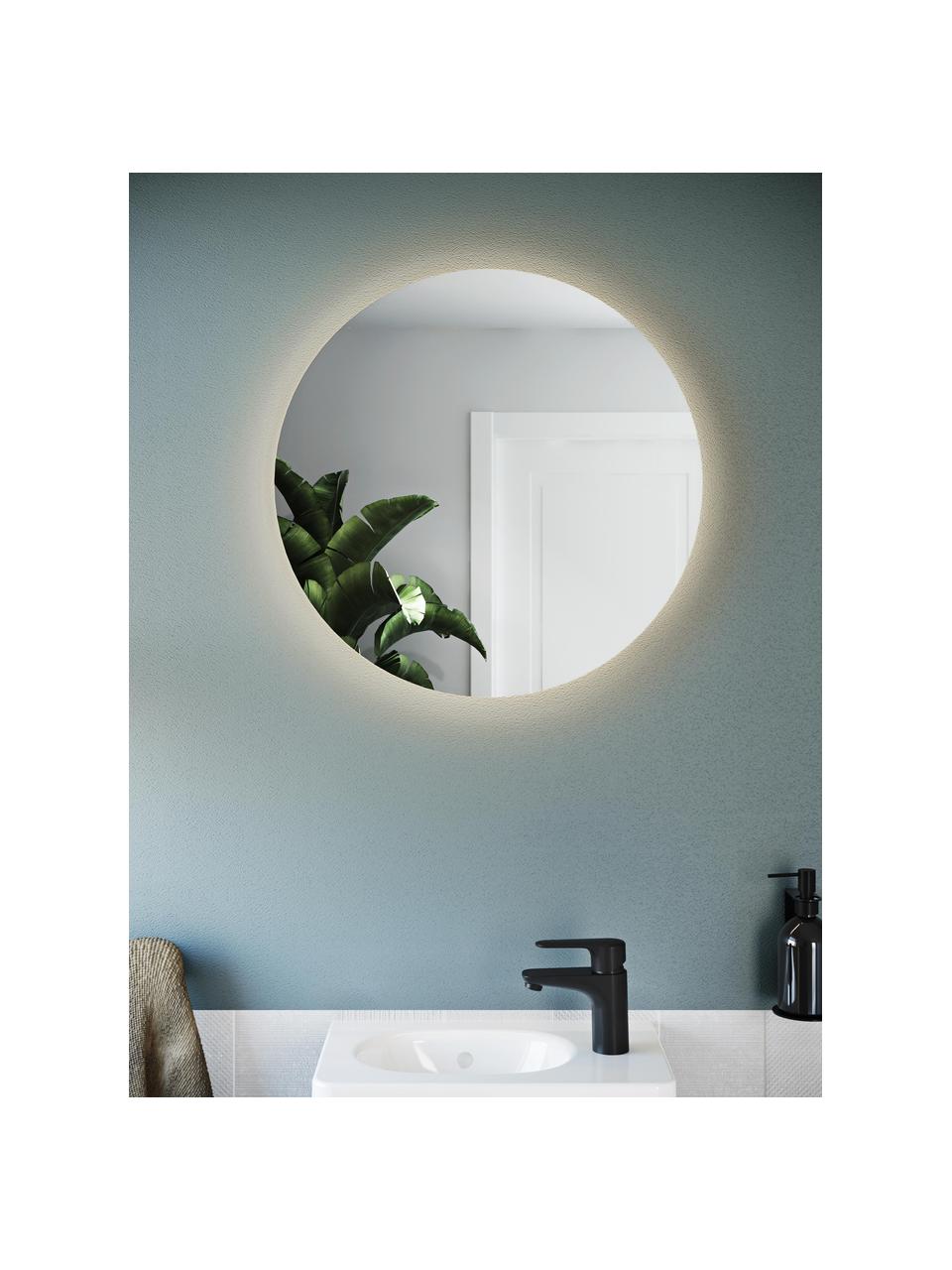 Espejo de baño con luz LED Nesta, Espejo: cristal, Transparente, Ø 60 cm