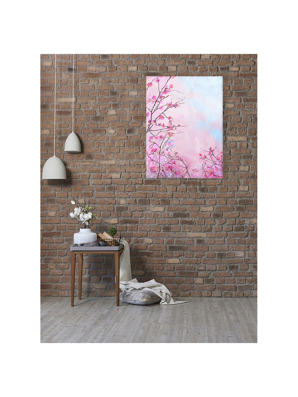 Canvasdoek Sakura Floral, Afbeelding: digitale print op linnen, Multicolour, B 63 cm x H 83 cm