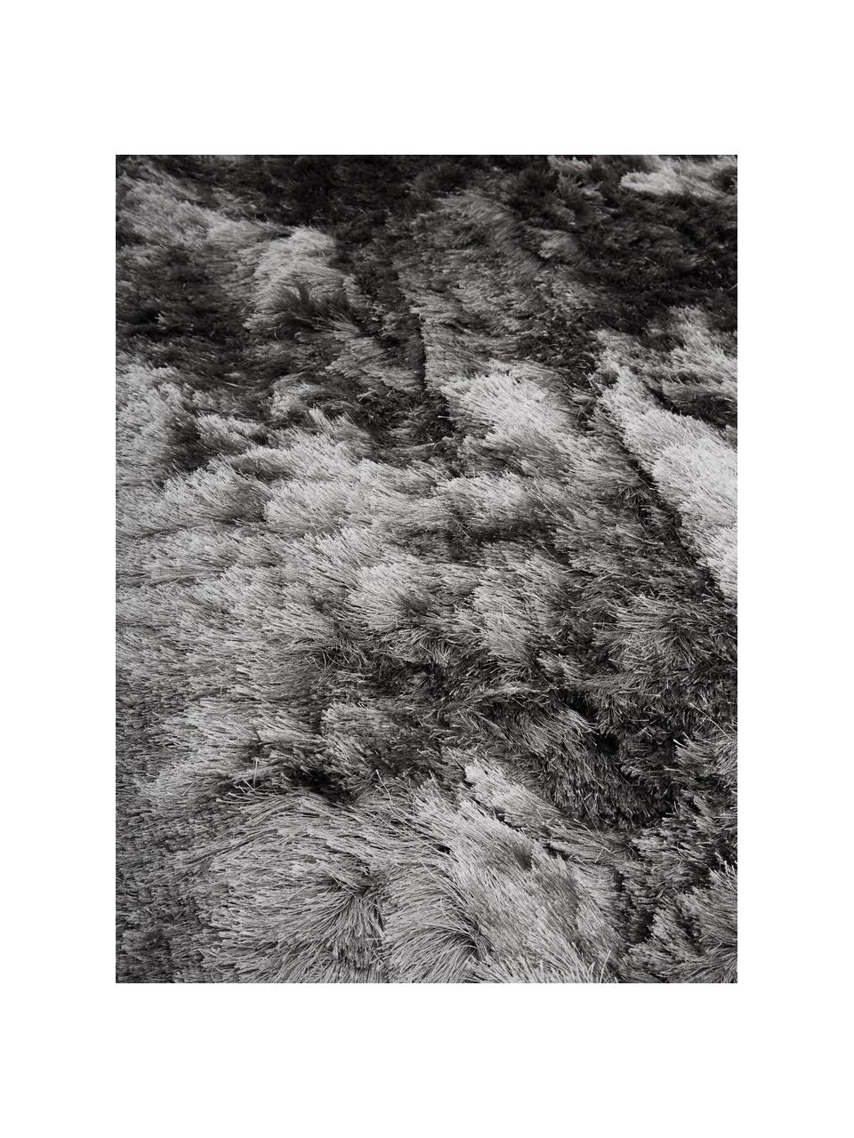 Glänzender Hochflor-Teppich Jimmy, rund, Flor: 100% Polyester, Grau, Ø 150 cm (Größe M)