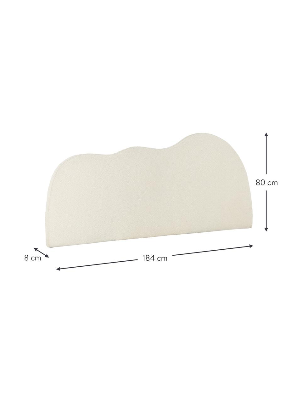 Zagłówek bouclé do łóżka tapicerowany Wave, Tapicerka: 100% poliester, Stelaż: sklejka, płyta pilśniowa , Biała tkanina, S 184 x W 80 cm