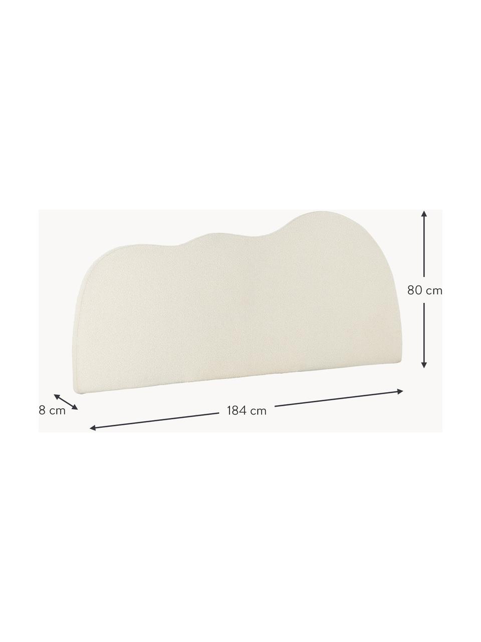 Tête de lit en tissu bouclé matelassé Wave, Tissu blanc, larg. 184 x haut. 80 cm