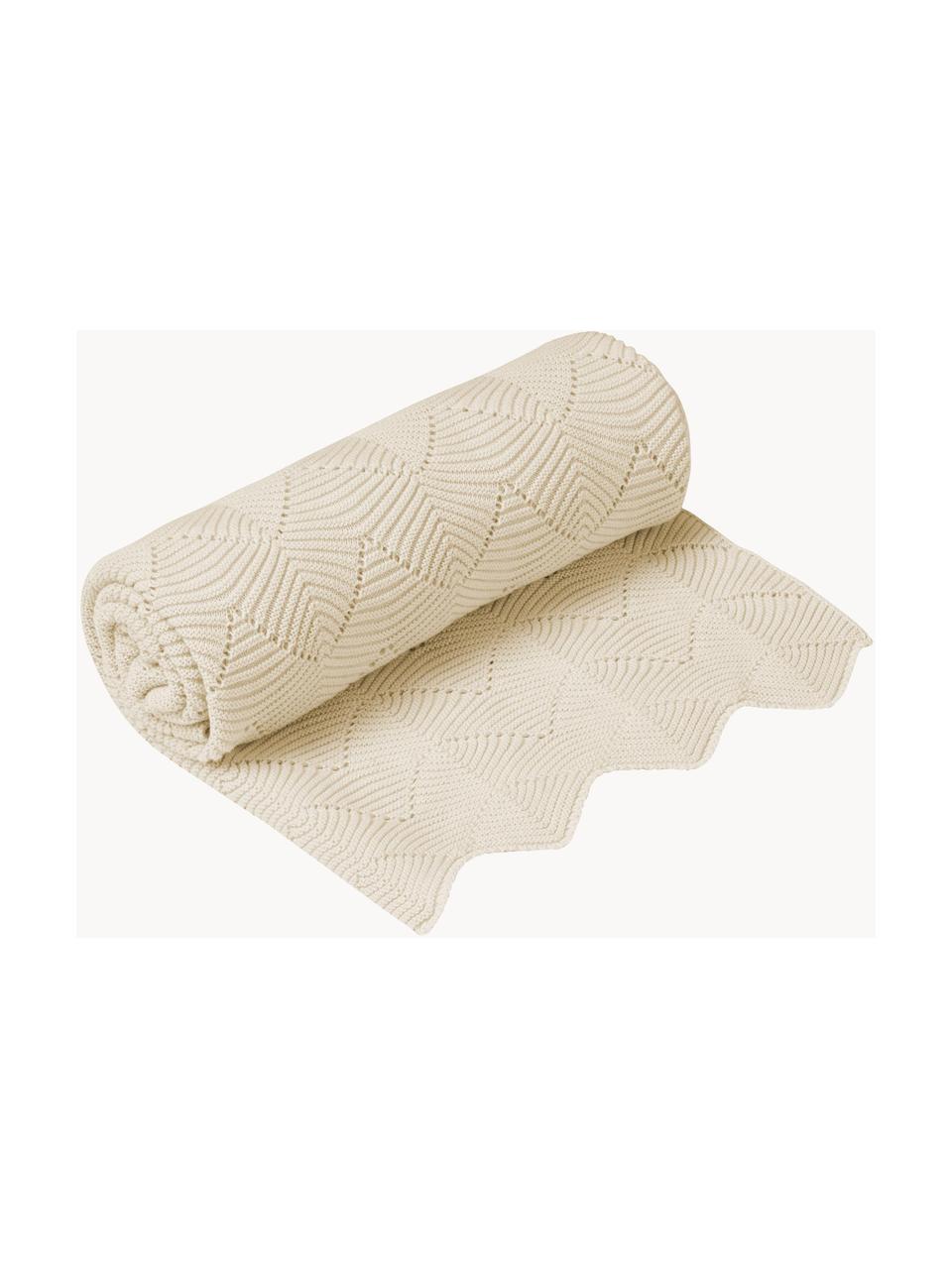 Kocyk niemowlęcy z bawełny organicznej Scallop, 100% bawełna organiczna z certyfikatem GOTS, Beżowy, S 100 x G 80 cm