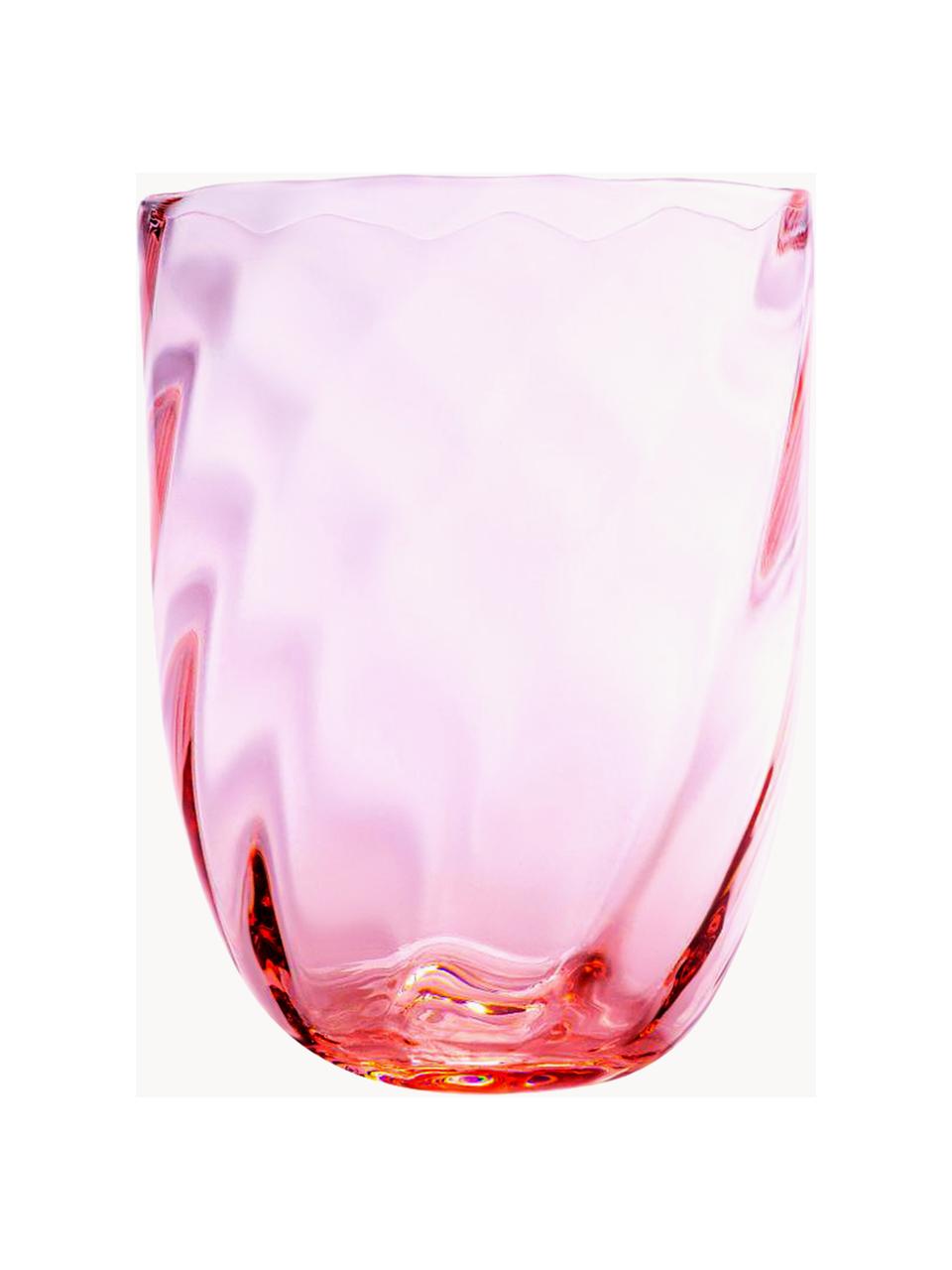 Mondgeblazen waterglazen Swirl, 6 stuks, Glas, Roze, Ø 7 x H 10 cm, 250 ml