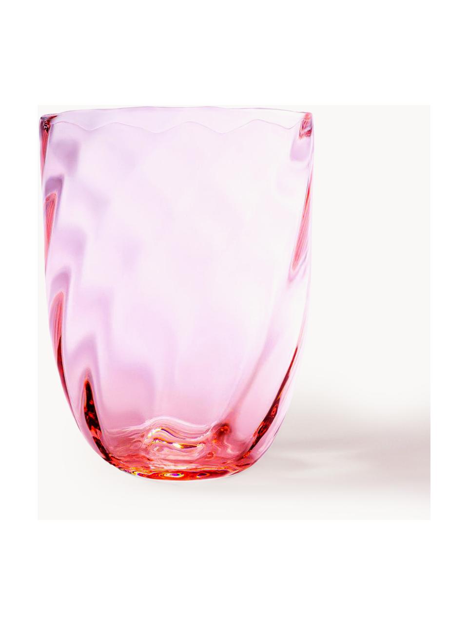 Mundgeblasene Wassergläser Swirl, 6 Stück, Glas, Rosa, Ø 7 x H 10 cm, 250 ml