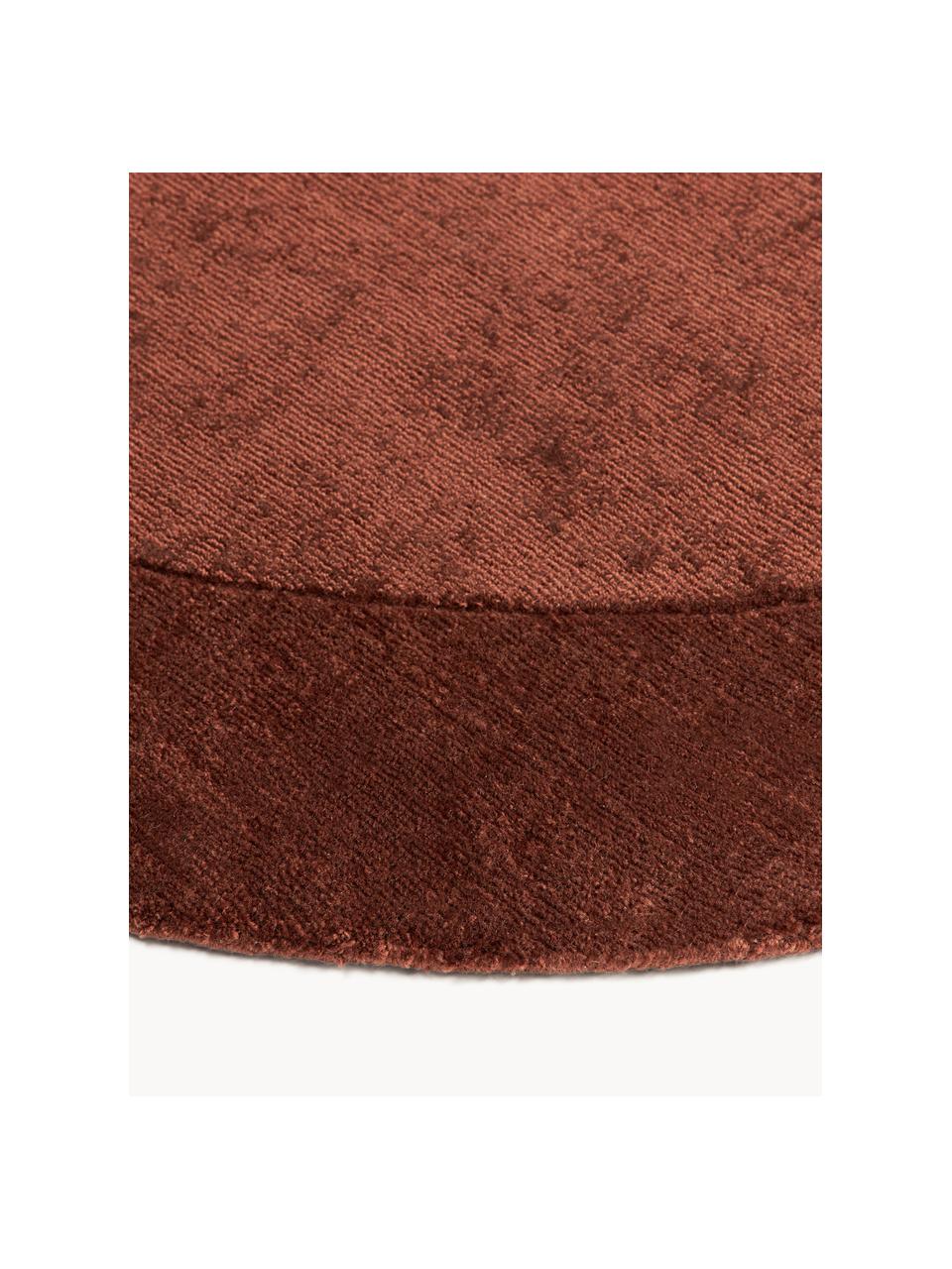 Tapis rond à poils ras Kari, 100 % polyester, certifié GRS, Rouge rouille, Ø 150 cm (taille M)