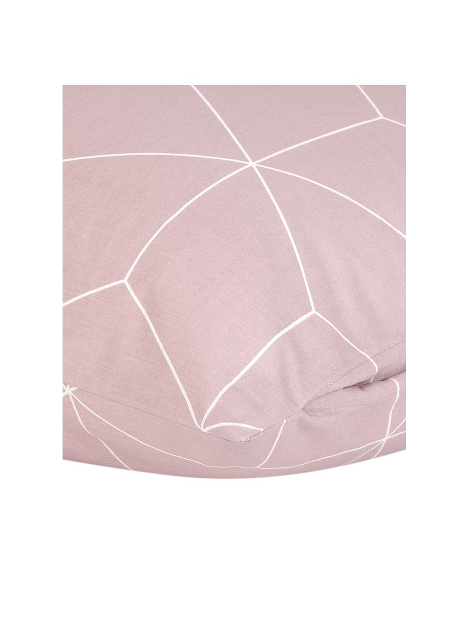 Baumwoll-Kissenbezug Lynn mit grafischem Muster, 65 x 100 cm, Webart: Renforcé Fadendichte 144 , Altrosa, Cremeweiss, B 65 x L 100 cm
