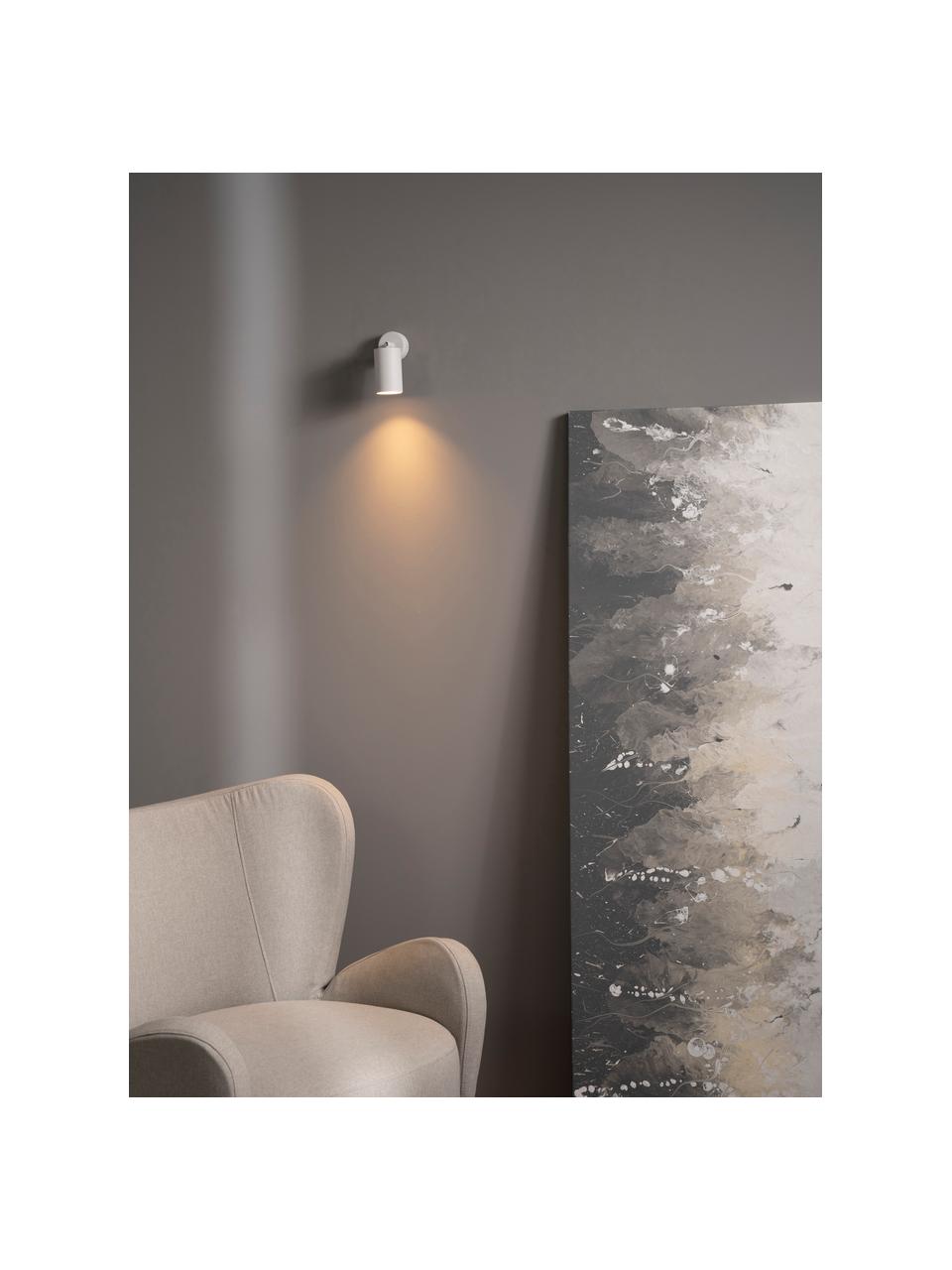 Kleine verstelbare wand-en plafondspot Tori, Lampenkap: gecoat aluminium, Wit, Ø 6 x D 13 cm