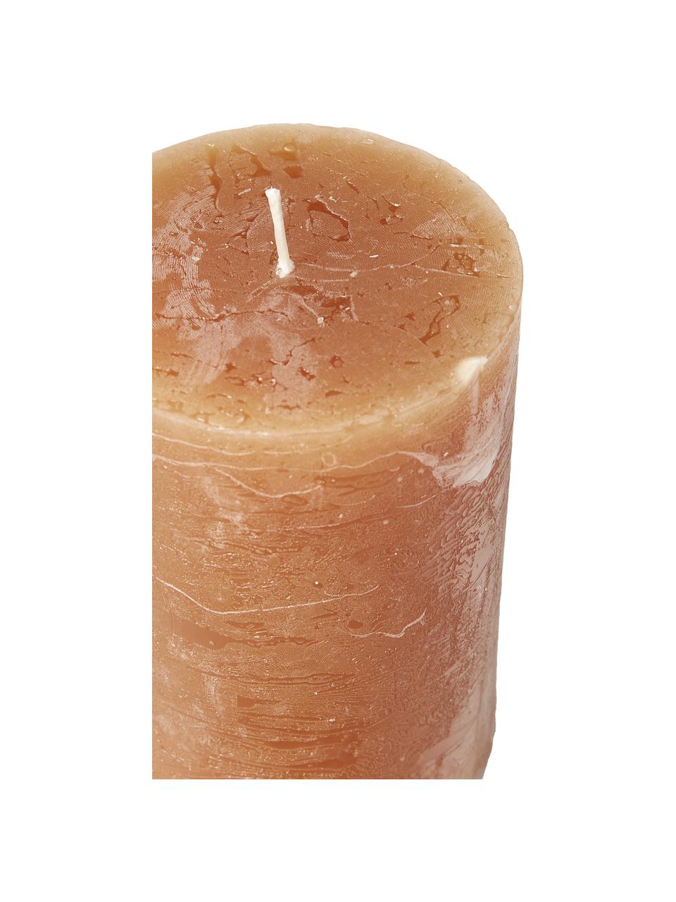 Handgefertigte Stumpenkerze Rustic, Paraffin, Orange, Ø 7 x H 20 cm