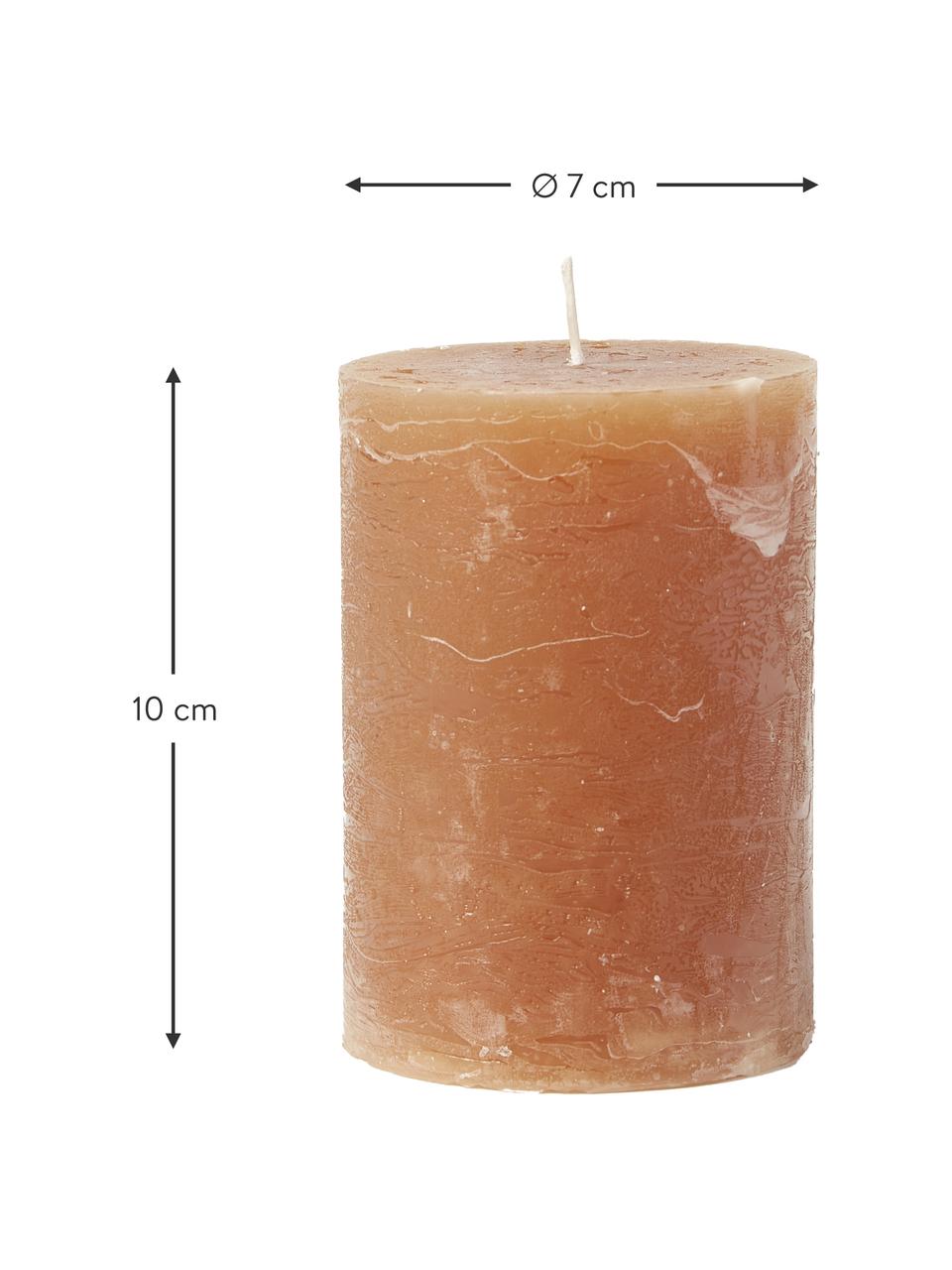Handgemaakte zuilkaars Rustic in okergeel, Paraffine, Okergeel, Ø 7 x H 20 cm