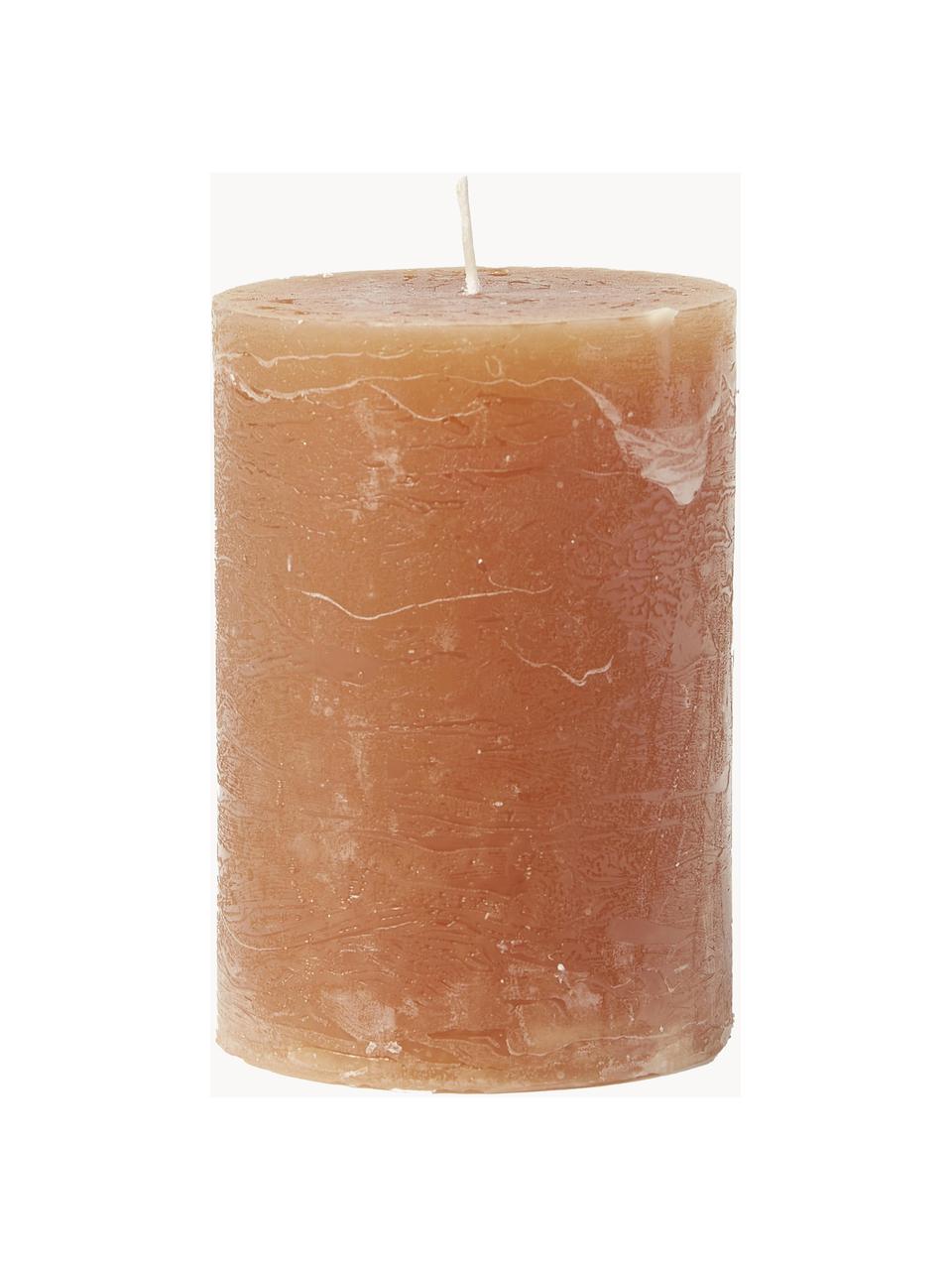 Handgefertigte Stumpenkerze Rustic, Paraffin, Orange, Ø 7 x H 20 cm