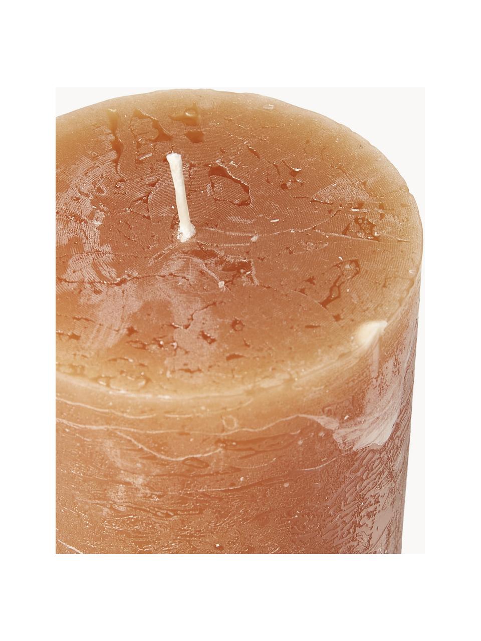 Ręcznie wykonana świeca pieńkowa Rustic, Parafina, Pomarańczowy, Ø 7 x W 10 cm