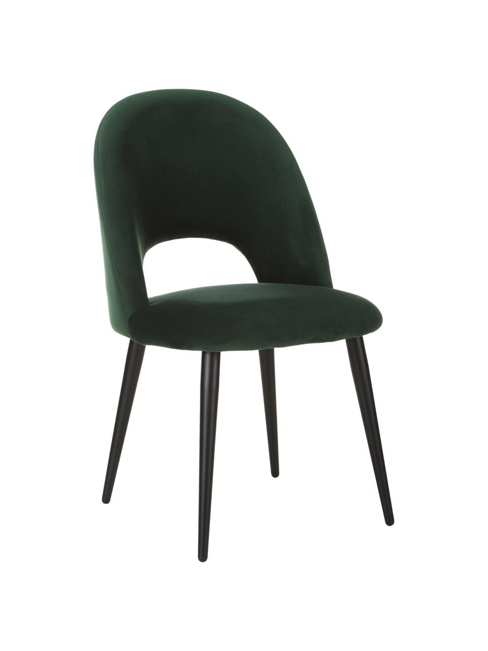 Chaise rembourrée en velours vert Rachel, Velours vert foncé, larg. 53 x prof. 57 cm