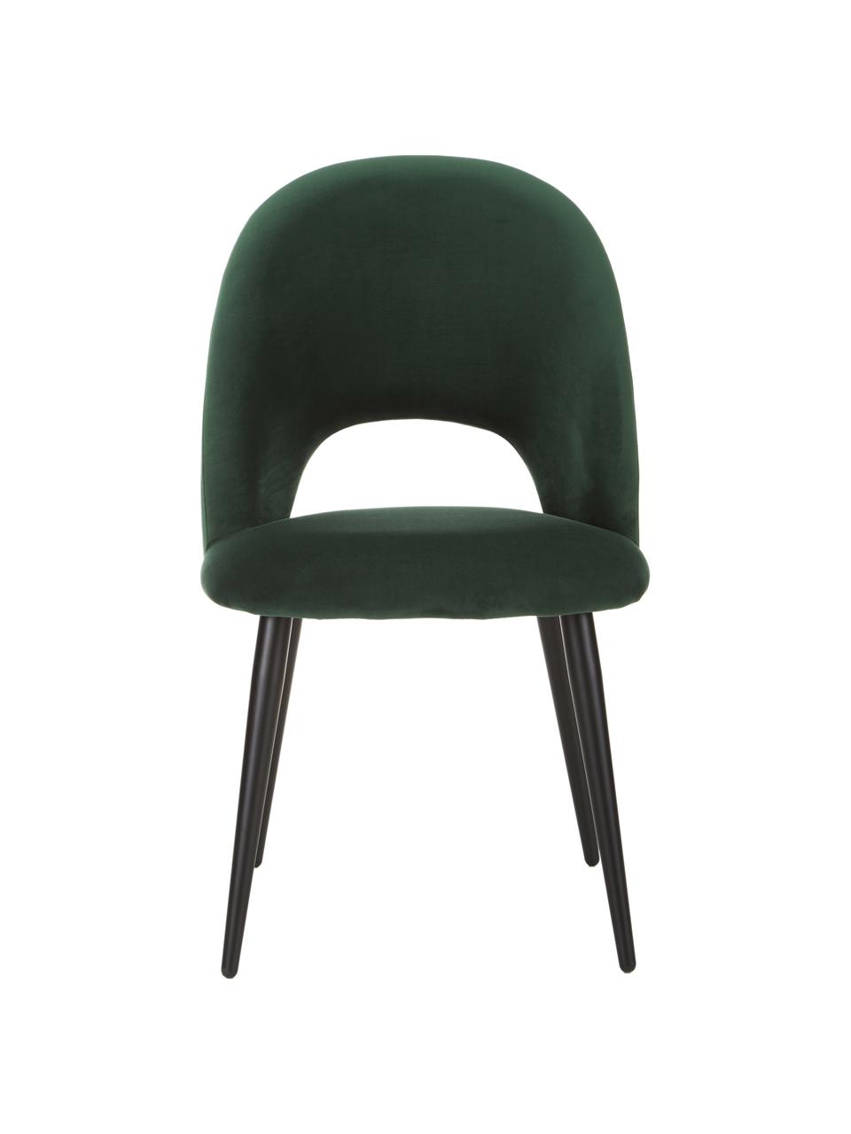 Krzesło tapicerowane z aksamitu Rachel, Tapicerka: aksamit (100% poliestr) D, Nogi: metal malowany proszkowo, Ciemnozielony aksamit, S 53 x G 57 cm