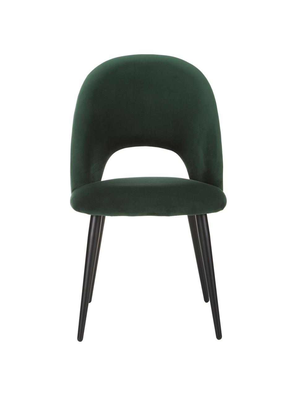 Sedia imbottita in velluto Rachel, Rivestimento: (100% poliestere) Con 50., Gambe: metallo verniciato a polv, Velluto verde scuro, Larg. 53 x Prof. 57 cm