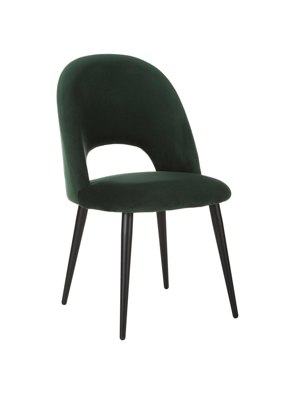 Silla de terciopelo Rachel, Tapizado: terciopelo (100% poliéste, Patas: metal con pintura en polv, Terciopelo verde oscuro, An 53 x F 57 cm