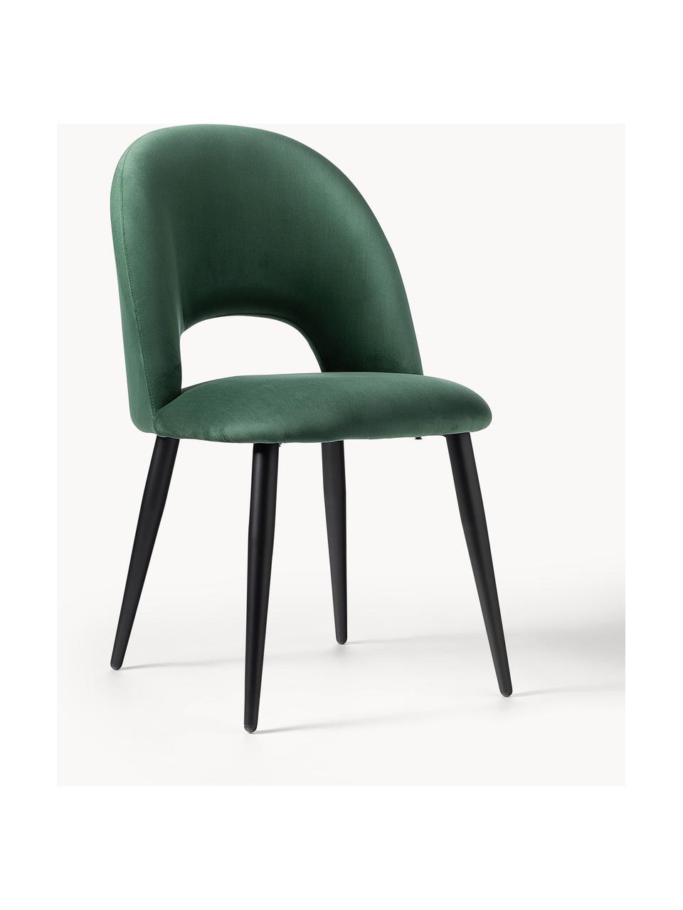 Sametová čalouněná židle Rachel, Tmavě zelená, Š 53 cm, H 57 cm